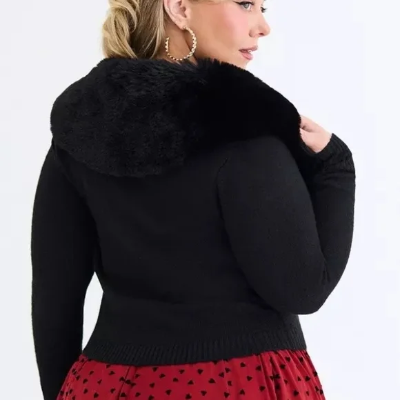 Torrid Retro Chic Removable Faux Fur Trim Cardigan- Size 2x - Picture 4 of 13